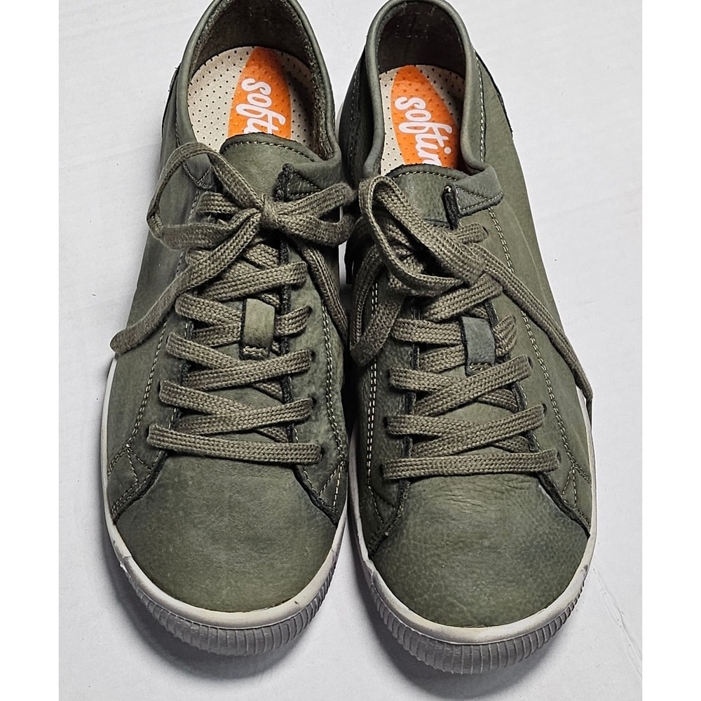 Softinos Isla‎ Forest Green Washed Leather Lace Up Sneakers Size 36/US 6